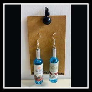 Handmade Wine Resin Bottle Drop Down Earrings